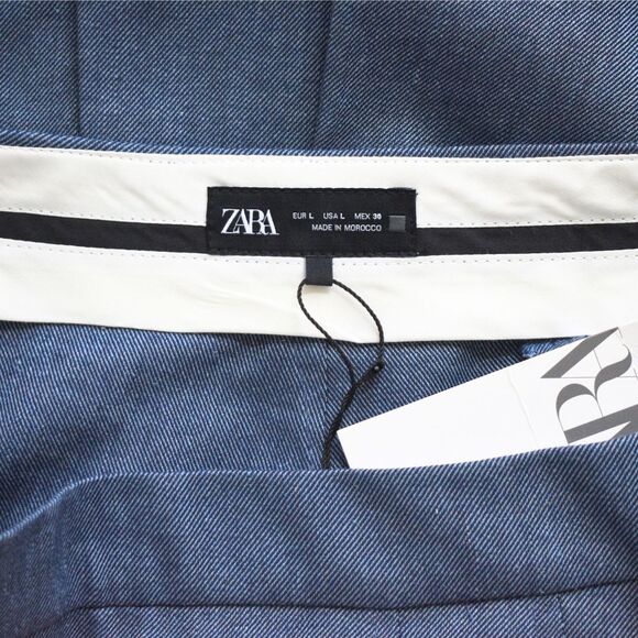 ZARA Women's Denim Mini Pleated Short/Skirt Size L - Picture 3 of 8